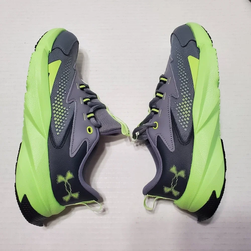 Under Armour Boys Scramjet 6 Running Shoes Grey Black Green Kids Youth Size 5Y